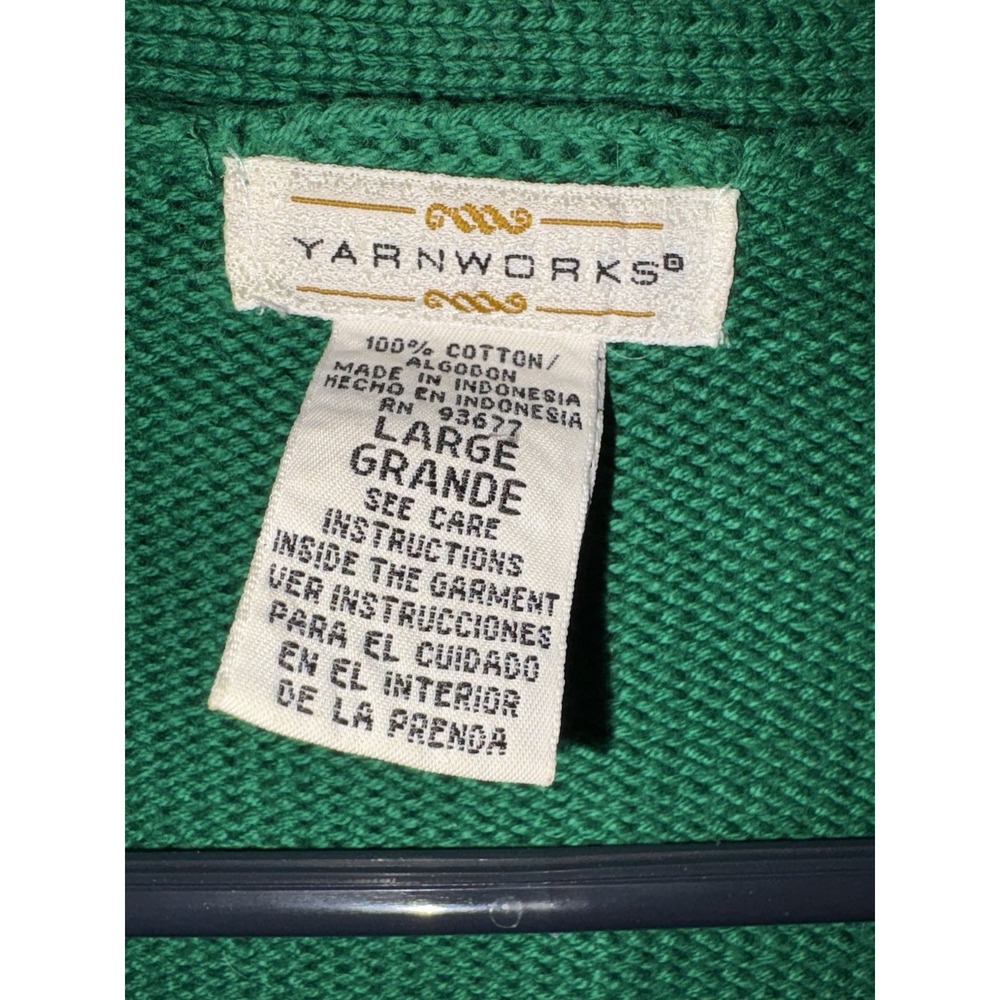 Vintage Yarnworks Large Green Cardigan Gold Buttons Cable Knit Grandma Cottage - Picture 3 of 6